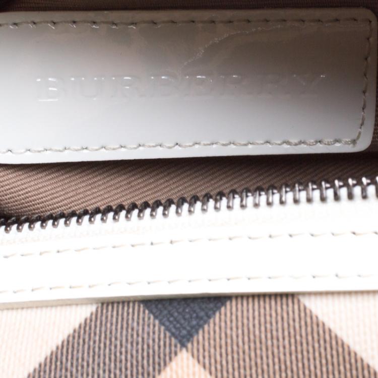 Pre Owned Burberry White Nova Check PVC Chester Boston Bag