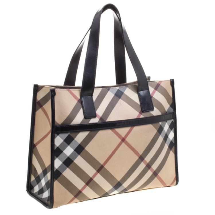 Pre Owned Burberry Black Nova Check PVC Tote
