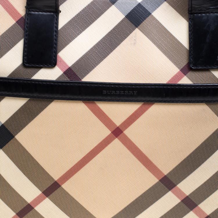 Pre Owned Burberry Black Nova Check PVC Tote