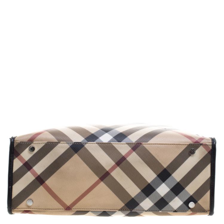 Pre Owned Burberry Black Nova Check PVC Tote