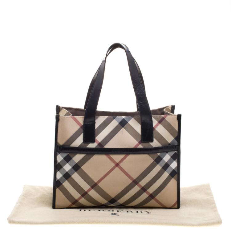 Pre Owned Burberry Black Nova Check PVC Tote