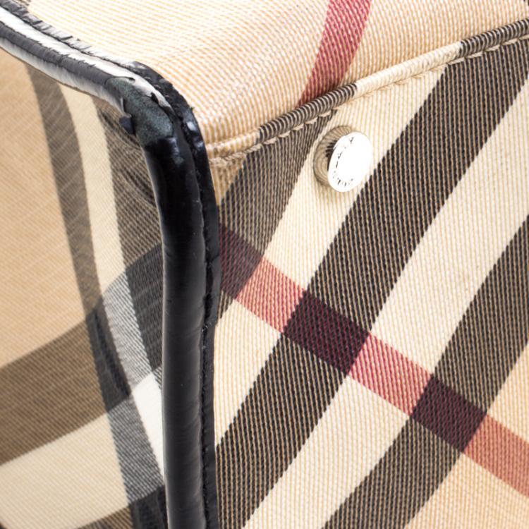 Pre Owned Burberry Black Nova Check PVC Tote