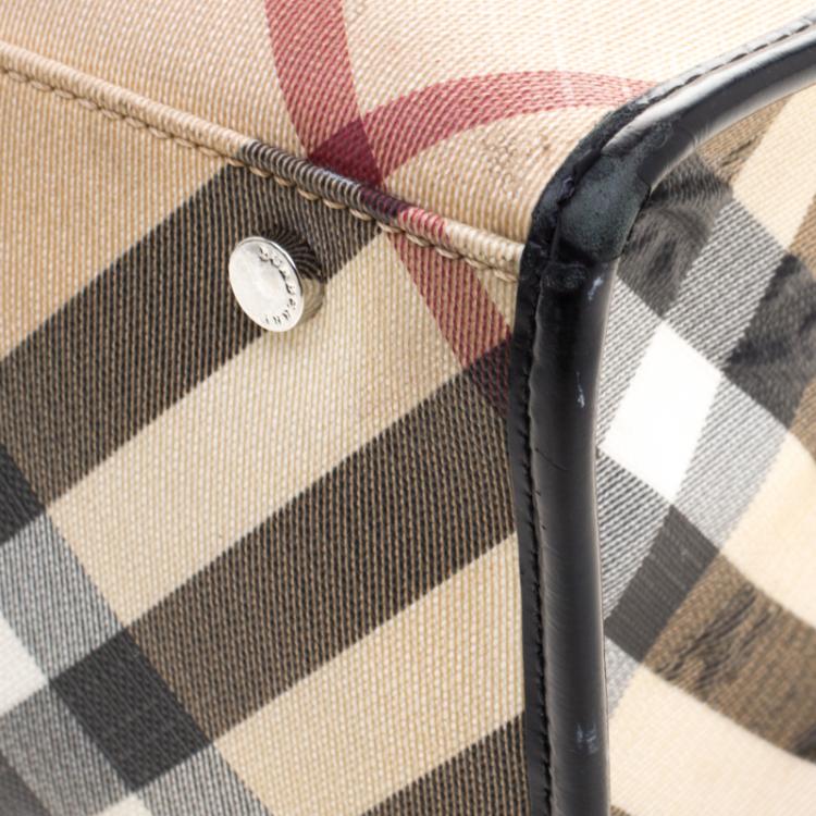 Pre Owned Burberry Black Nova Check PVC Tote