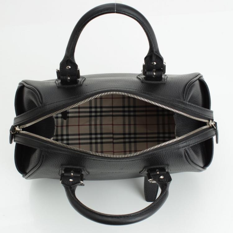 Pre Owned Burberry Black Pebbled Leather Satchel Bag