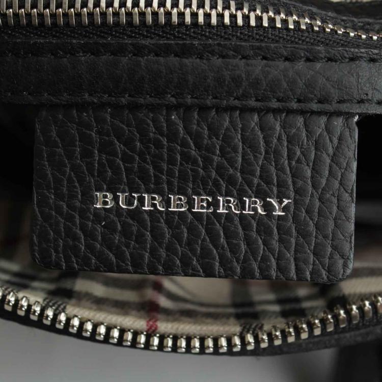 Pre Owned Burberry Black Pebbled Leather Satchel Bag