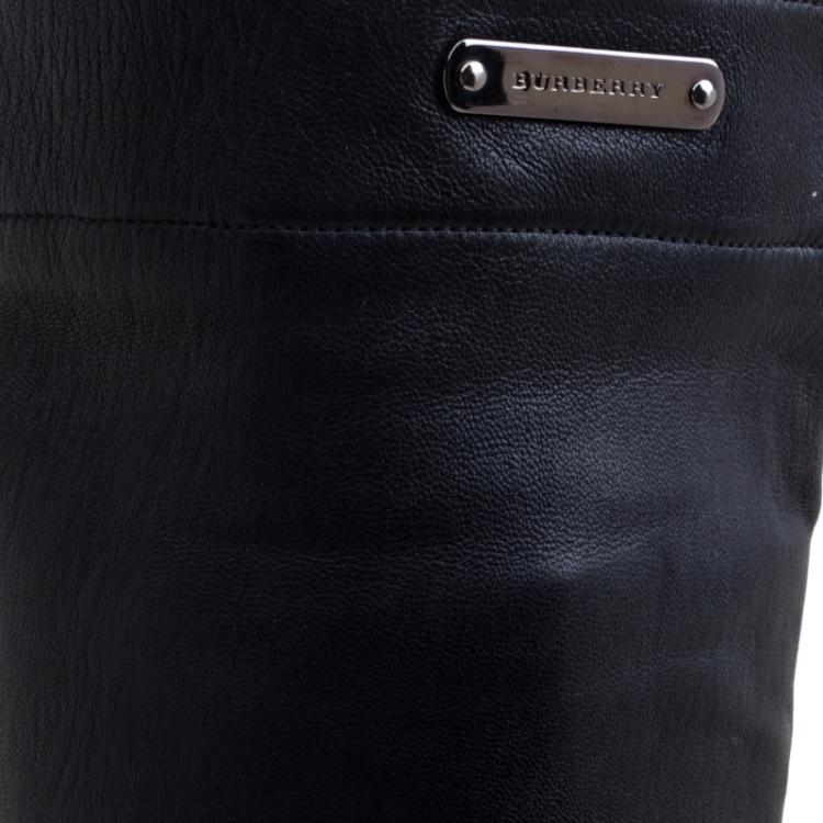 Pre Owned Burberry Prorsum Black Leather Knee High Boots Size 37.5
