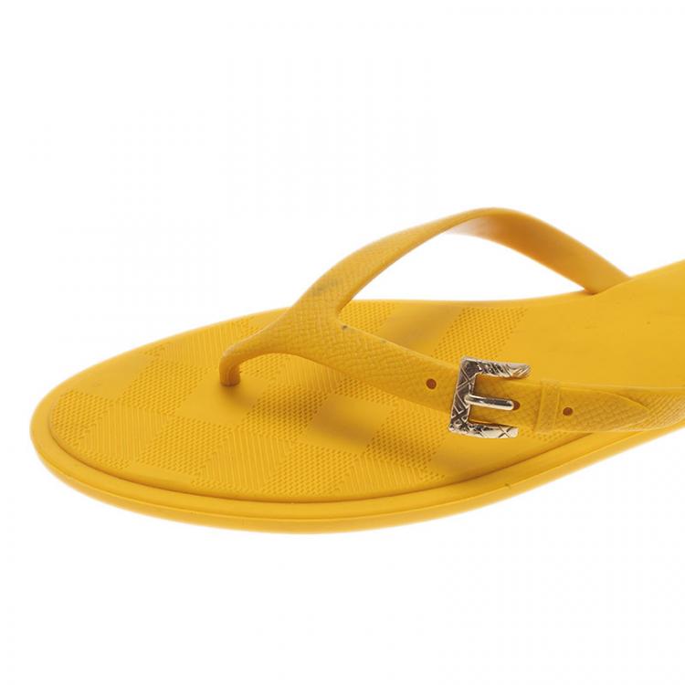 Pre Owned Burberry Yellow Wallford Rubber Flip Flops Size 38 