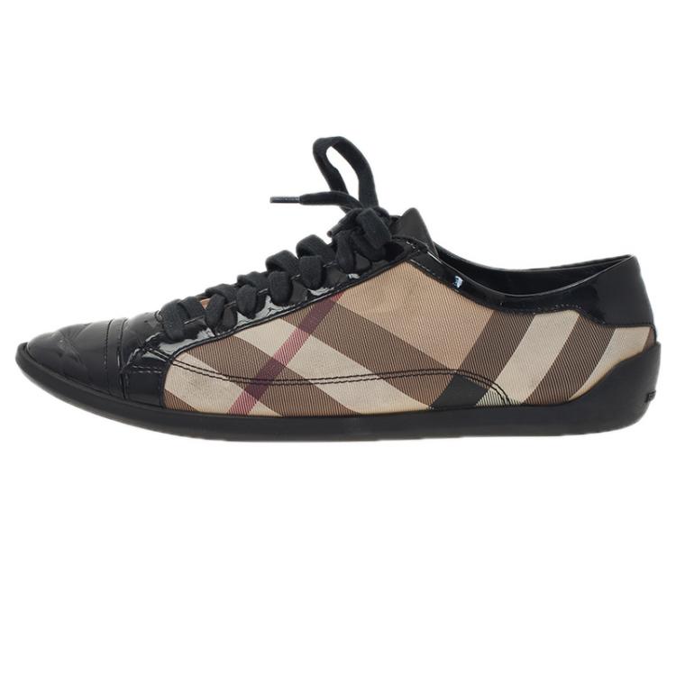 Pre Owned Burberry Novacheck Canvas and Leather Sneakers Size 39 