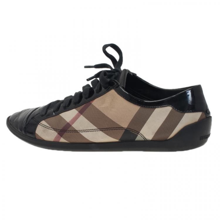 Pre Owned Burberry Novacheck Canvas and Leather Sneakers Size 39 