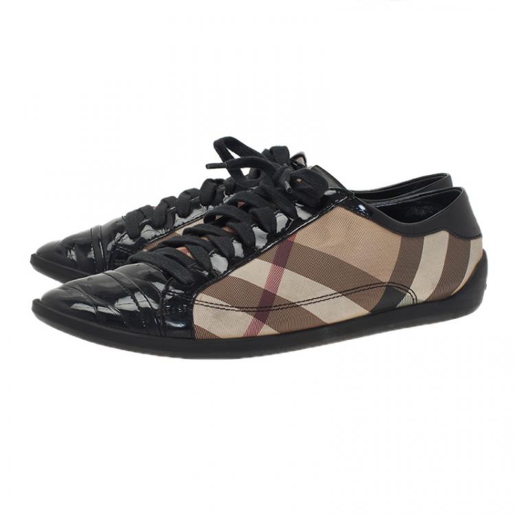 Pre Owned Burberry Novacheck Canvas and Leather Sneakers Size 39 