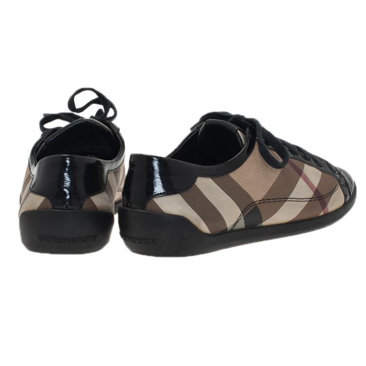 Pre Owned Burberry Novacheck Canvas and Leather Sneakers Size 39 