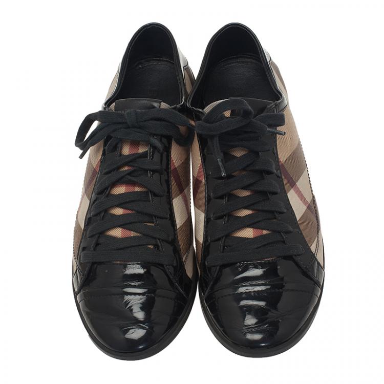 Pre Owned Burberry Novacheck Canvas and Leather Sneakers Size 39 