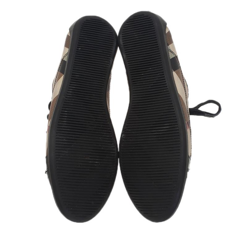 Pre Owned Burberry Novacheck Canvas and Leather Sneakers Size 39 