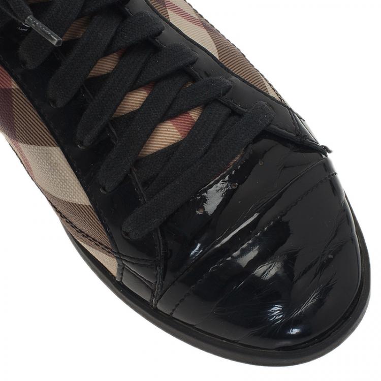 Pre Owned Burberry Novacheck Canvas and Leather Sneakers Size 39 