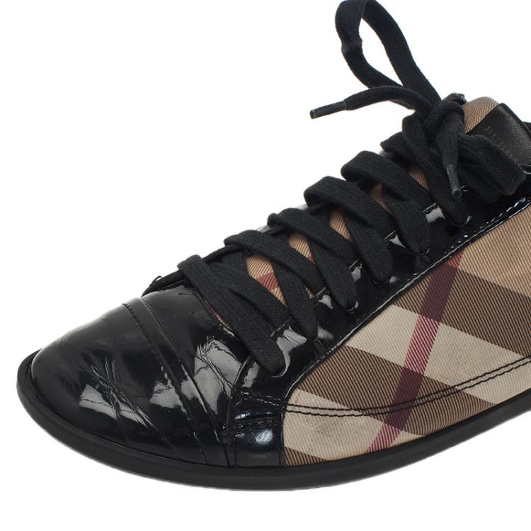 Pre Owned Burberry Novacheck Canvas and Leather Sneakers Size 39 