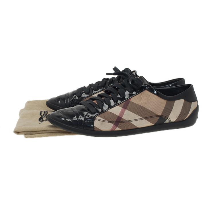 Pre Owned Burberry Novacheck Canvas and Leather Sneakers Size 39 