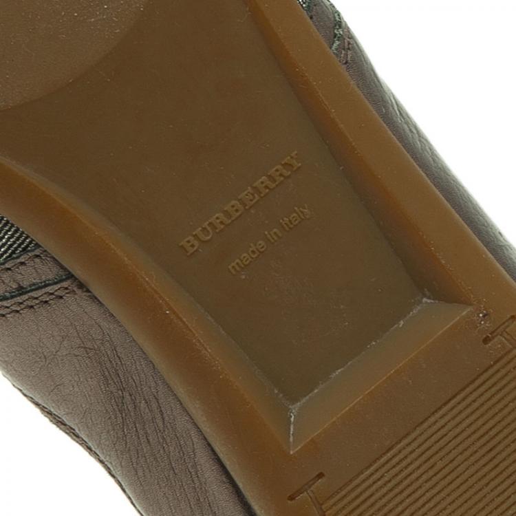 Pre Owned Burberry Metallic Leather and Novacheck Canvas Sneakers Size 37