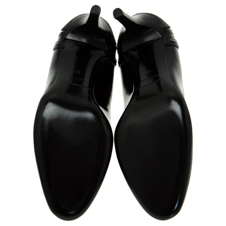 Pre Owned Burberry Black Patent and Check Canvas Pumps Size 35
