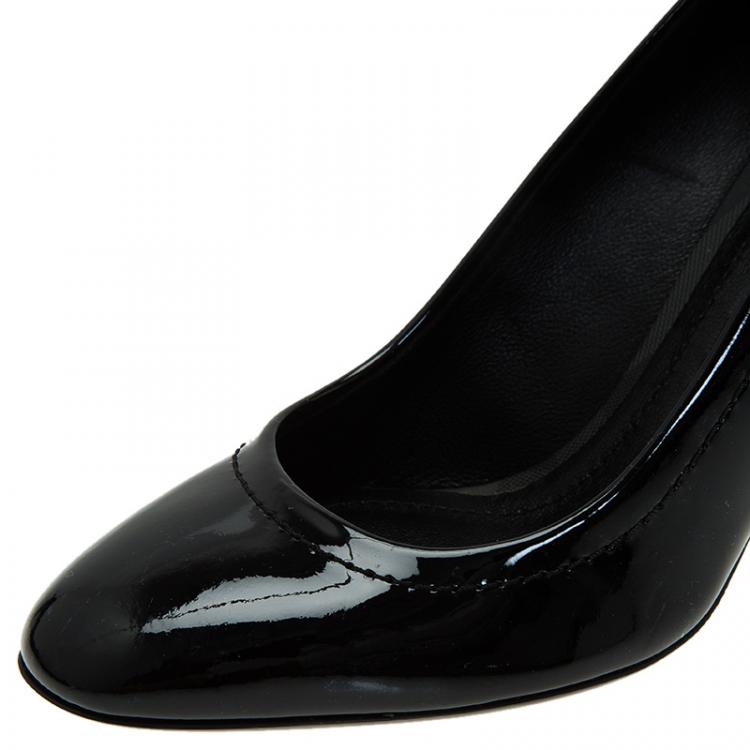 Pre Owned Burberry Black Patent and Check Canvas Pumps Size 35