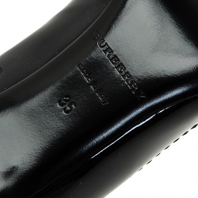 Pre Owned Burberry Black Patent and Check Canvas Pumps Size 35