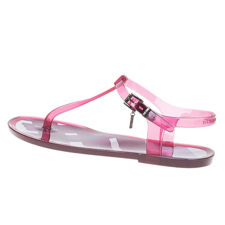 Pre Owned Burberry Burgundy Jelly Thong Sandals Size 38