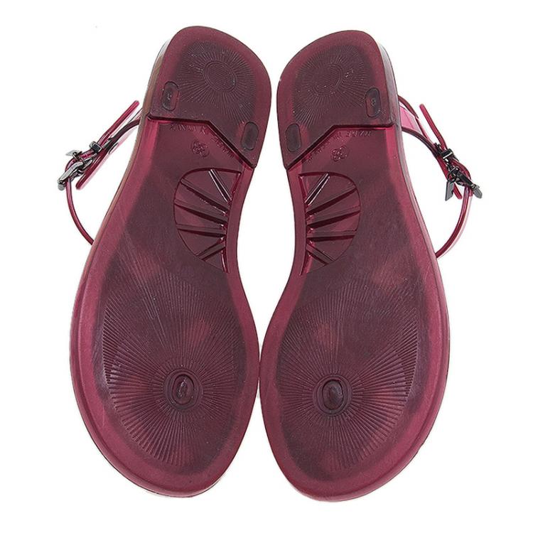 Pre Owned Burberry Burgundy Jelly Thong Sandals Size 38
