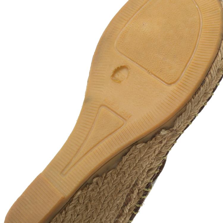 Pre Owned Burberry Brown Leather Espadrille Thong Sandals Size 39