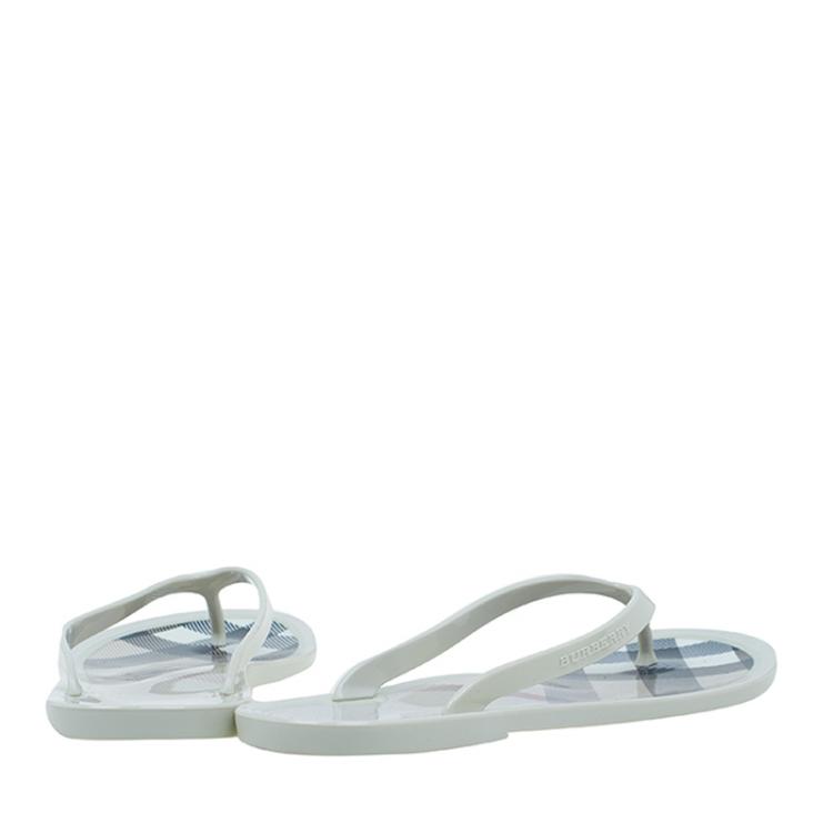 Pre Owned Burberry Cream Novacheck Rubber Thong Sandals Size 36