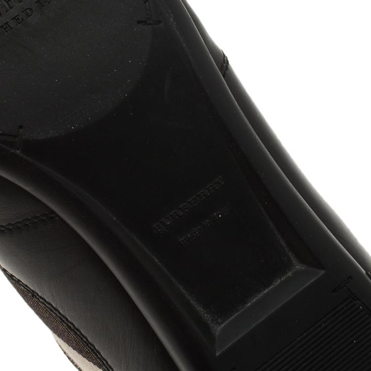 مملوكة مسبقًا Burberry Black Leather and Novacheck Canvas Sneakers Size 39