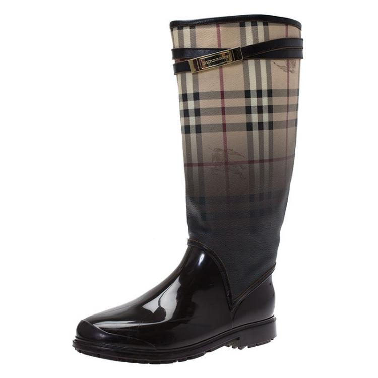 burberry nova check rain boots