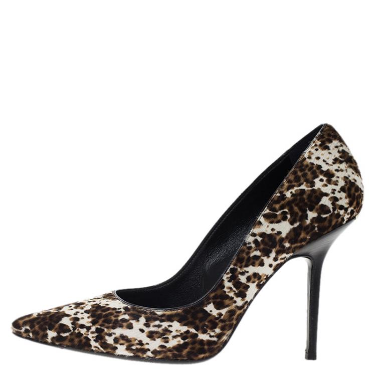 Pre Owned  Burberry Pony Hair Collins Pointed Toe Pumps Size 38