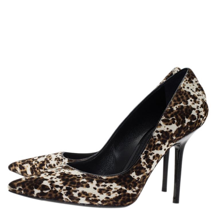 Pre Owned  Burberry Pony Hair Collins Pointed Toe Pumps Size 38
