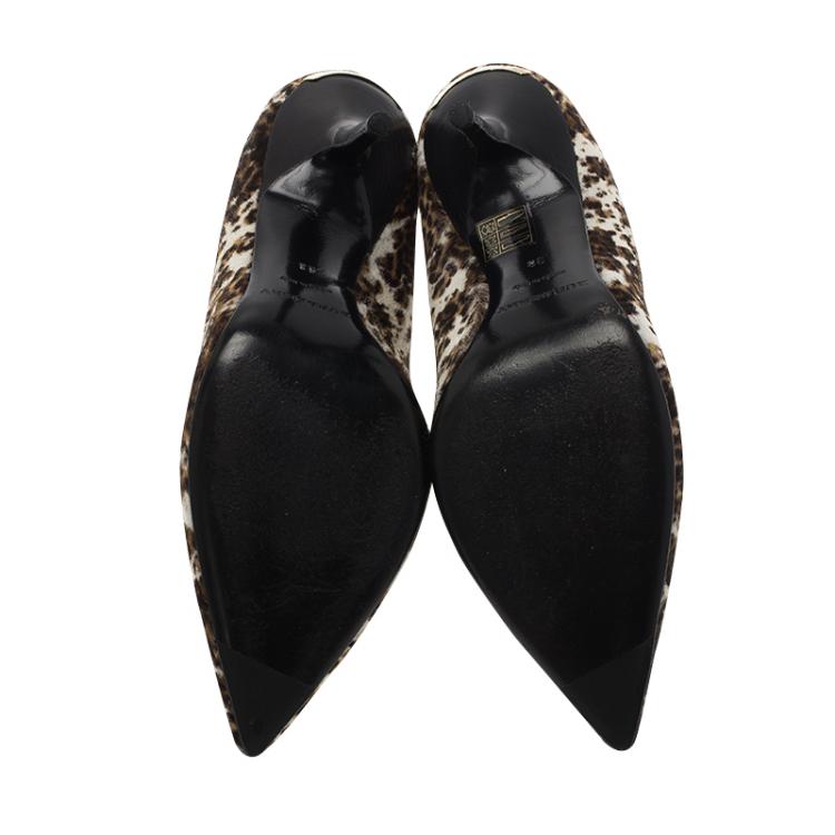 Pre Owned  Burberry Pony Hair Collins Pointed Toe Pumps Size 38