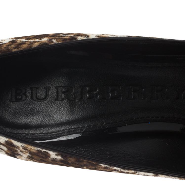 Pre Owned  Burberry Pony Hair Collins Pointed Toe Pumps Size 38