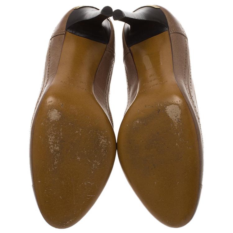 Pre Owned Burberry Brown Leather Pumps Size 36