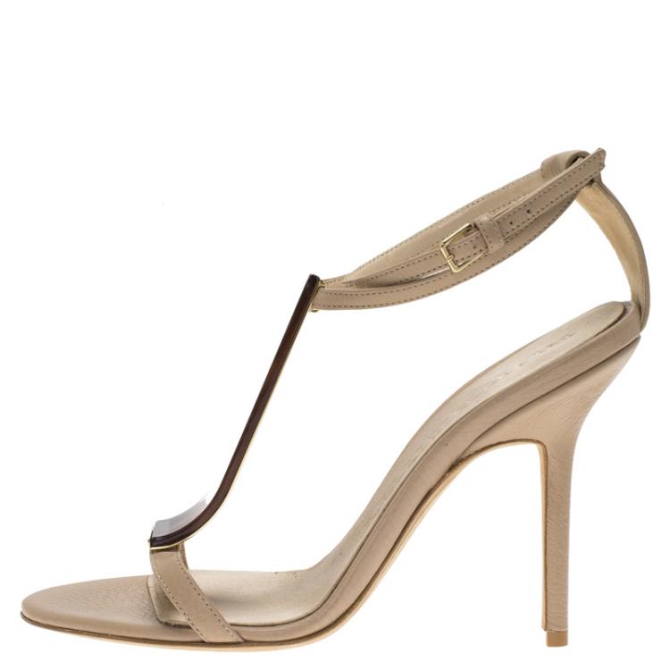 Pre Owned Burberry Blush Pink Irvington Horn Knot Capsule Sandals Size 38