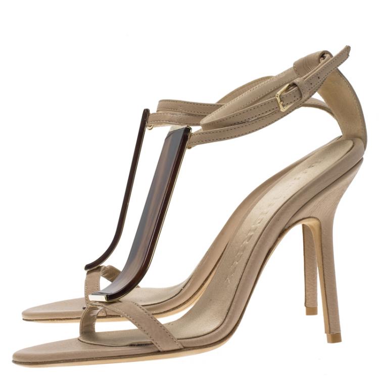 Pre Owned Burberry Blush Pink Irvington Horn Knot Capsule Sandals Size 38