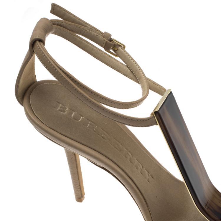 Pre Owned Burberry Blush Pink Irvington Horn Knot Capsule Sandals Size 38
