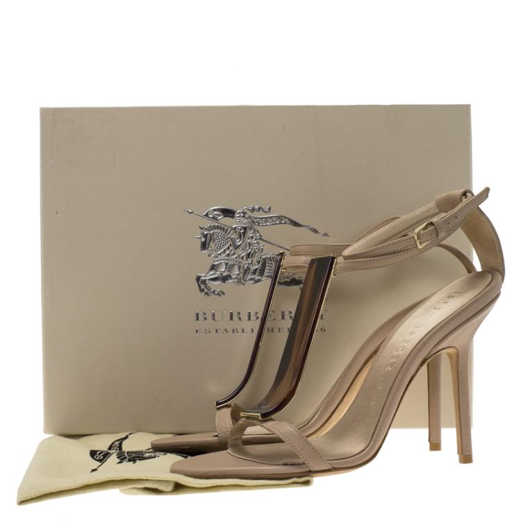 Pre Owned Burberry Blush Pink Irvington Horn Knot Capsule Sandals Size 38