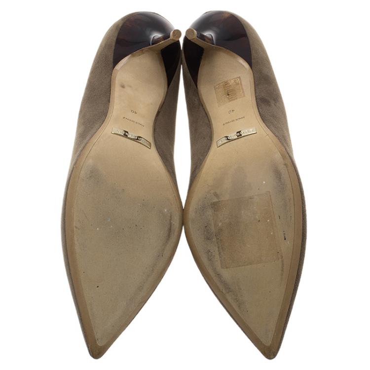 Pre Owned Burberry Grey Suede Mawdesley Pointed Toe Pumps Size 40