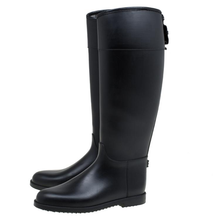 Pre Owned Burberry Black Rubber Rain Boots Size 38