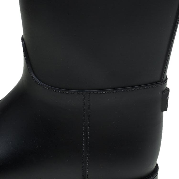 Pre Owned Burberry Black Rubber Rain Boots Size 38
