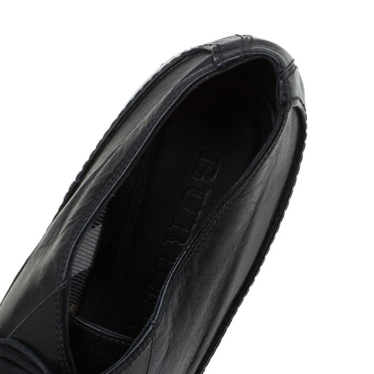 Pre Owned Burberry Black Brogue Leather Lace Up Platform Ankle Boots Size 40