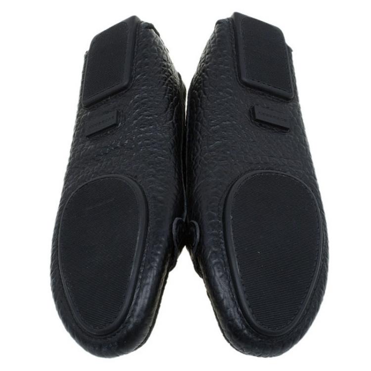 Pre Owned Burberry Black Grain Leather Signature Loafers Size 39