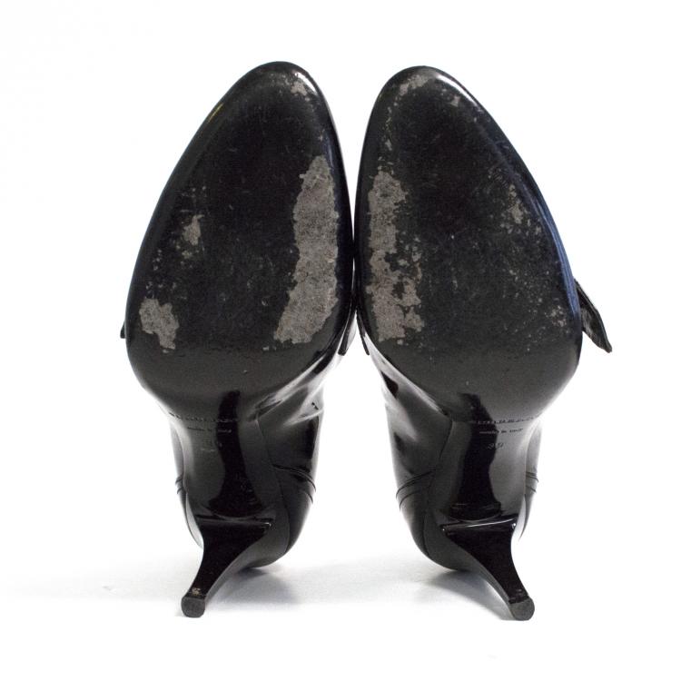 Pre Owned Burberry Black Patent Mary Jane Pumps Size 39
