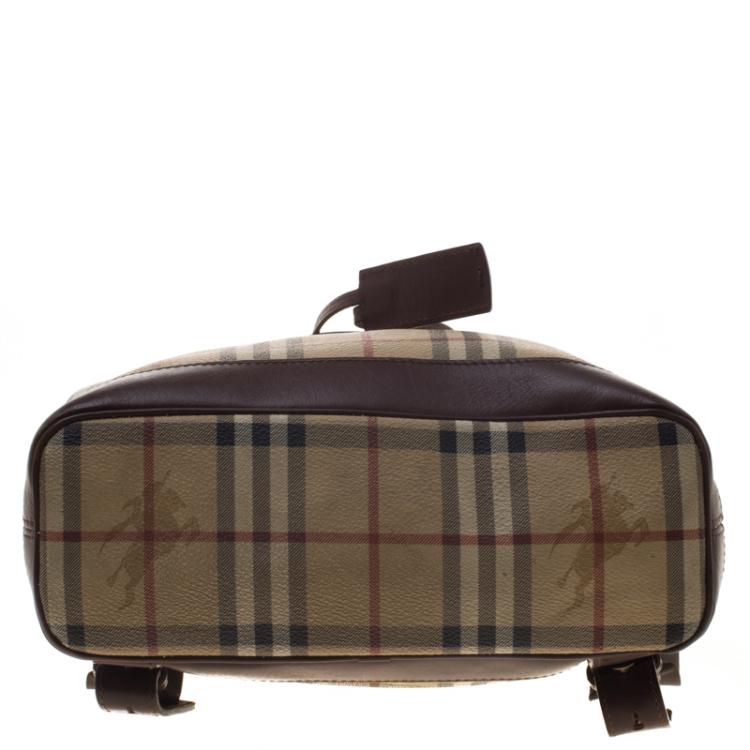 Pre Owned Burberry Beige/Brown Haymarket Check Backpack