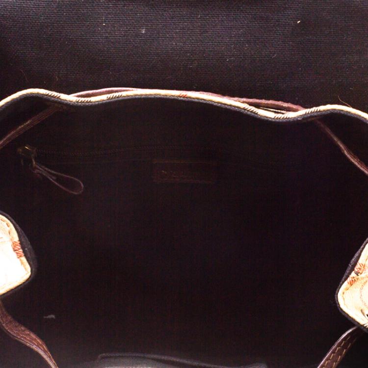 Pre Owned Burberry Beige/Brown Haymarket Check Backpack
