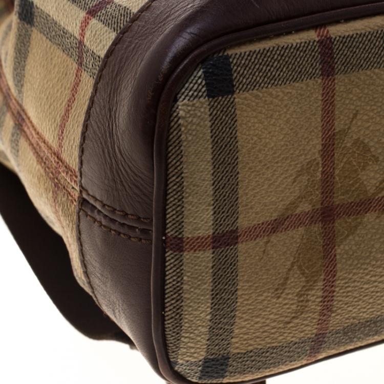 Pre Owned Burberry Beige/Brown Haymarket Check Backpack