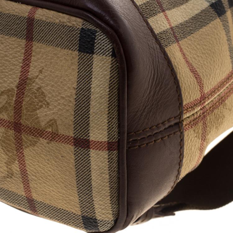 Pre Owned Burberry Beige/Brown Haymarket Check Backpack