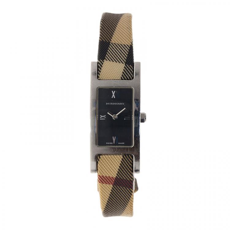 Pre Owned Burberry Black Stainless Steel The Pioneer Women's Wristwatch 20MM